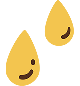 2 yellow liquid droplets